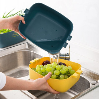 百易特 双层沥水篮大容量洗菜盆创意多用洗菜篮滤水盆水果篮洗菜神器 双层沥水篮色（大号）
