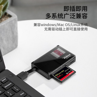 绿巨能（llano）USB3.0读卡器 高速读卡器 多功能带收纳 支持SD/TF/Micro SD/CF存储卡