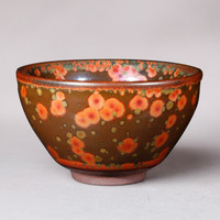 隐庐 蔡炳盛大师出品 建盏作品火凤凰手工香炉束口茶盏建阳手工功夫主人杯茶具精品茶杯子专卖送礼佳品 束口火凤凰
