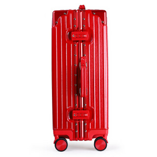 奢选 SHEXUAN 铝框行李箱男女商务拉杆箱22英寸学生复古万向轮旅行箱 7029喜庆红