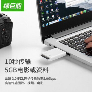 绿巨能（llano）USB3.0高速读卡器 多功能二合一读卡器 支持SD/TF 存储卡等 双盘符