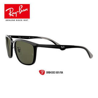 RayBan雷朋太阳镜男款矩形偏光开车驾驶司机镜墨镜0RB4303可定制 601/9A黑色镜框偏光绿色镜片 尺寸57