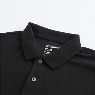 佐丹奴（Giordano） POLO衫 Polo撞色领珠地布修身短袖POLO01019018  99标志黑 加大码(180/104A)