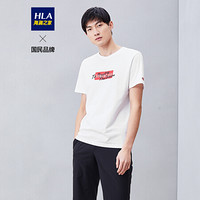 HLA海澜之家短袖T恤男2019夏季新品圆领字母款简洁舒适短T男款HNTBJ2R057A米白花纹(57)180/96A(52) cz