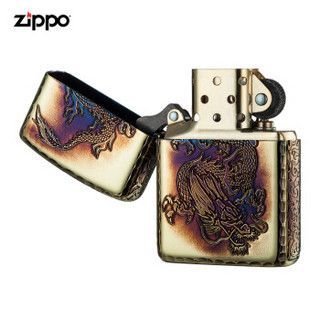 ZIPPO 之宝 美国之宝zippo防风煤油打火机不含油 ZBT-4-16d游龙 氧化镀金 品牌直供原装正版-京东