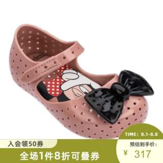 mini melissa梅丽莎春夏Furadinha+Minnie合作款蝴蝶结小童凉鞋32459 粉色/黑色 内长18.5cm