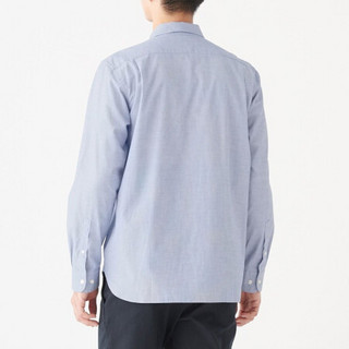 无印良品 MUJI 男式 新疆棉 水洗平纹 衬衫 纯棉衬衫 休闲衬衫 蓝色 XL