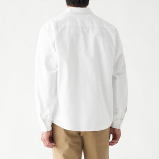 无印良品 MUJI 男式 新疆棉 牛津 方形剪裁衬衫 纯棉衬衫 休闲衬衫 白色 L-XL