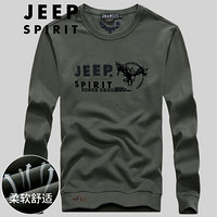 吉普 JEEP 2020男装卫衣秋季薄款长袖休闲印花时尚上衣打底衫 WY14515007 绿色 M