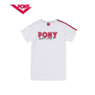PONY短袖波尼女T恤夏季新品圆领运动休闲字母透气上衣92W2AT86 白色 XL