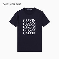 CK JEANS 2020春夏款男装 撞色规则组合Logo短袖T恤 J315403 CHW-藏蓝色 M