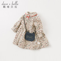 davebella戴维贝拉秋冬装新款女童碎花连衣裙 春秋宝宝全棉公主裙子 小碎花印花【加厚款】 80cm(24M(建议身高73-85cm))