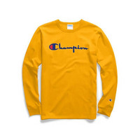 Champion冠军男士圆领纯色Logo长袖T恤卫衣运动衫纯棉 GT47  Y07954 C Gold L