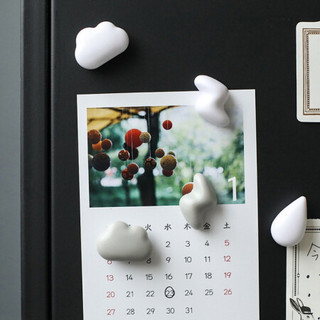 川岛屋 创意冰箱贴磁贴 可爱云朵留言贴吸磁贴立体磁性厨房墙面装饰贴XW-29 一套6个