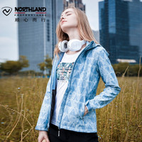 诺诗兰软壳外套女2020秋冬新款户外保暖弹力防风防泼水时尚风雪外套GF072Y04 牛仔蓝色 175