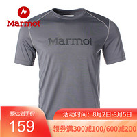 Marmot/土拨鼠20春夏运动防晒排汗透气UPF50圆领短袖速干T恤男户外 玛瑙灰1515 L 欧码偏大