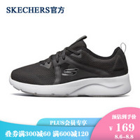 SKECHERS 斯凯奇 官方 女鞋新款时尚系带运动鞋透气网布休闲鞋66666152 黑色/BLK 37