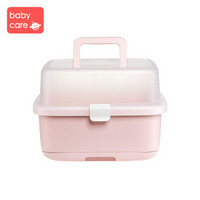 babycare奶瓶收纳箱晾干架婴儿奶瓶沥水架宝宝餐具收纳盒带盖防 樱粉