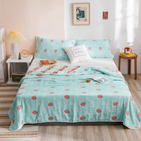 辰枫家纺 毛巾被纯棉夏季空调毯单人双人午休盖毯子 甜甜草莓-兰 200*230cm