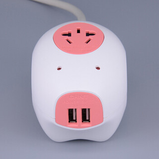 正泰(CHNT)智能插座排插接线板插板带线开关插座小猪USB充电转换器2.1A（1.5米）