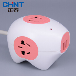 正泰(CHNT)智能插座排插接线板插板带线开关插座小猪USB充电转换器2.1A（1.5米）
