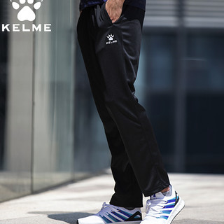 KELME 卡尔美  K15Z418 运动针织卫裤  黑/白（裤管宽松型）XL