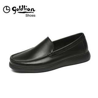 金利来（goldlion）男鞋都市轻质皮鞋套脚舒适商务休闲鞋216019230ALC-黑色-40码
