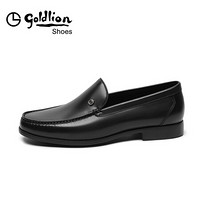 金利来（goldlion）男鞋都市柔软防滑乐福鞋轻质耐穿商务休闲皮鞋202010816AHA-黑色-40码