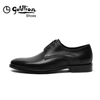 金利来（goldlion）男鞋都市系带德比皮鞋耐穿防滑正装鞋202010870ADB-黑色-41码