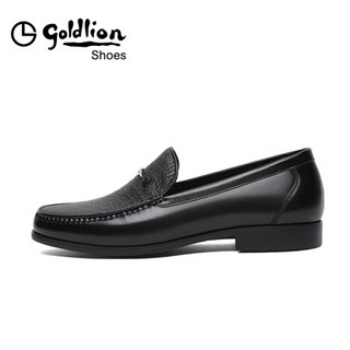 金利来（goldlion）男鞋时尚都市套脚鞋高档透气耐磨商务休闲鞋202010815AHA-黑色-39码