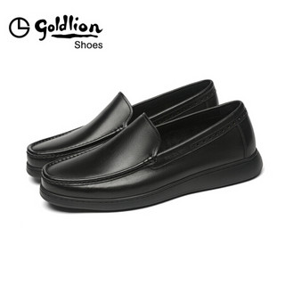 金利来（goldlion）男鞋都市轻质皮鞋套脚舒适商务休闲鞋216019230ALC-黑色-40码