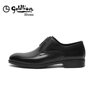 金利来（goldlion）男鞋都市柔软轻质单鞋四季款皮鞋防滑德比鞋正装鞋202010774ADC-黑色-37码