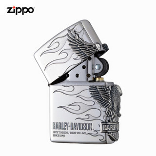 美国进口之宝（ZIPPO）防风煤油打火机不含油 哈雷火焰侧鹰 品牌直供原装正版