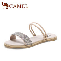 骆驼（CAMEL） 女鞋  时尚闪耀水钻两穿平底凉拖 A022266234 杏色 36