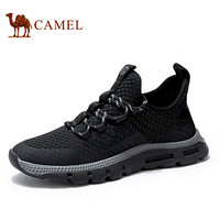 骆驼（CAMEL） 柔软套脚式飞织网布运动鞋男 A012161180 黑色 41