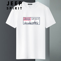 吉普 JEEP短袖T恤男2020夏季休闲时尚男式上衣潮牌男装个性印花 TX1289365 白色 4XL