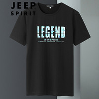 吉普 JEEP 2020夏季短袖T恤男圆领短袖宽松休闲舒适男装上衣服打底衫20MB562TS9299 黑色 4XL