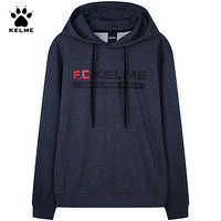 KELME/卡尔美 秋季新款运动卫衣男连帽宽松印花休闲套头衫36831015 中麻灰 S/165