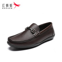 红蜻蜓（RED DRAGONFLY）男鞋舒适大众平底商务休闲男鞋皮鞋 WTA304321/22 棕色 42