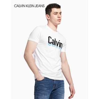 CK JEANS 2020春夏款男装 三维撞色LOGO短袖圆领T恤J314493 YAF-白色 S