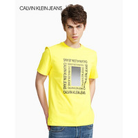 CK JEANS 2020春夏款男装 时尚撞色立体LOGO纯棉短袖T恤J315405 ZHN-黄色 XS