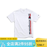 Champion冠军男纯棉T恤垂直徽标纯色圆领套头短袖GT23H  Y07973 White XL