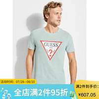 GUESS盖尔斯男款圆领短袖倒三角T恤M91P55R3H71 light cloudy green multi s