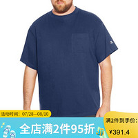 Champion冠军男士大码圆领纯色短袖纯棉T恤运动衫 CH310 Navy 4XL