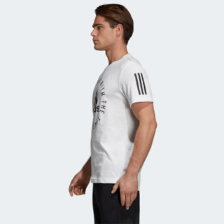 阿迪达斯ADidas男款T恤短袖纯棉字母圆领DT9914美国直邮 WHITE M