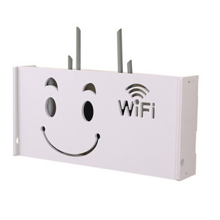 访客（FK）无线路由器收纳盒壁挂WiFi置物架猫装饰免打孔遮挡箱机顶盒架子 中号大白