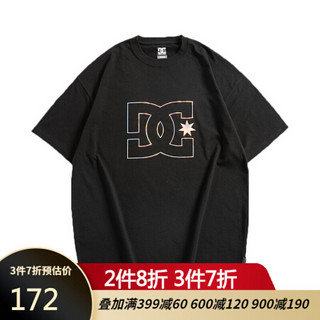 DCSHOECOUSA 男士春夏经典透气T恤运动休闲短袖衫5226J003 黑夹色-XKKK S