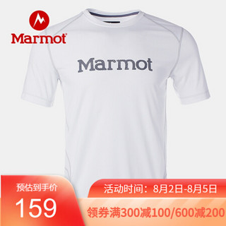 Marmot/土拨鼠20春夏运动防晒排汗透气UPF50圆领短袖速干T恤男户外 白色080 M 欧码偏大