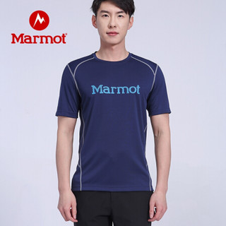 Marmot/土拨鼠20春夏运动防晒排汗透气UPF50圆领短袖速干T恤男户外 白色080 M 欧码偏大