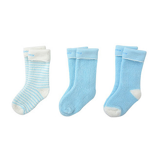 Bornbay 贝贝怡 204P2299 婴儿加厚保暖长袜三双装 淡蓝色 1-2岁